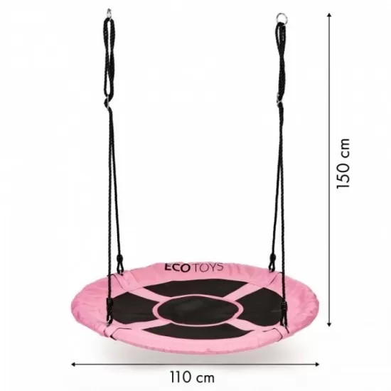 Leagan pentru copii rotund, tip cuib de barza, suspendat, 110 cm, Ecotoys MIR6001 - Roz Leagan pentru copii rotund, tip cuib de barza, suspendat, 110 cm, Ecotoys MIR6001 - Roz