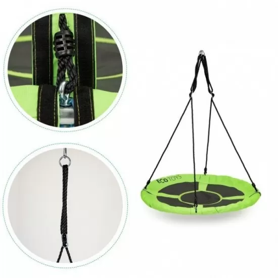 Leagan pentru copii rotund, tip cuib de barza, suspendat, 110 cm, Ecotoys MIR6001 - Verde Leagan pentru copii rotund, tip cuib de barza, suspendat, 110 cm, Ecotoys MIR6001 - Verde