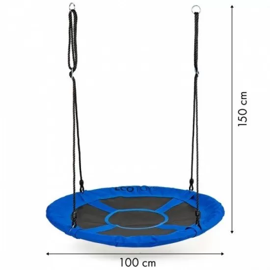 Leagan pentru copii rotund, tip cuib de barza, suspendat, 100 cm, Ecotoys MIR6001 - Albastru Leagan pentru copii rotund, tip cuib de barza, suspendat, 100 cm, Ecotoys MIR6001 - Albastru