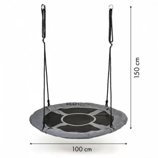 Leagan pentru copii rotund, tip cuib de barza, suspendat, 100 cm, Ecotoys MIR6001 - Gri Leagan pentru copii rotund, tip cuib de barza, suspendat, 100 cm, Ecotoys MIR6001 - Gri