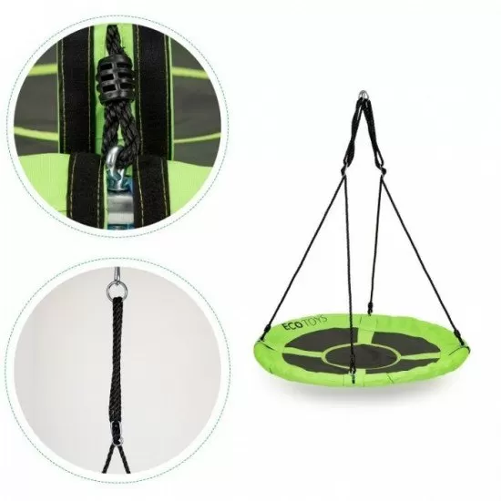 Leagan pentru copii rotund, tip cuib de barza, suspendat, 100 cm, Ecotoys MIR6001 - Verde Leagan pentru copii rotund, tip cuib de barza, suspendat, 100 cm, Ecotoys MIR6001 - Verde