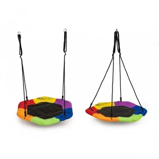Leagan pentru copii rotund, tip cuib de barza, suspendat, Ecotoys MIR6023 - Multicolor Leagan pentru copii rotund, tip cuib de barza, suspendat, Ecotoys MIR6023 - Multicolor