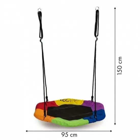Leagan pentru copii rotund, tip cuib de barza, suspendat, Ecotoys MIR6023 - Multicolor Leagan pentru copii rotund, tip cuib de barza, suspendat, Ecotoys MIR6023 - Multicolor