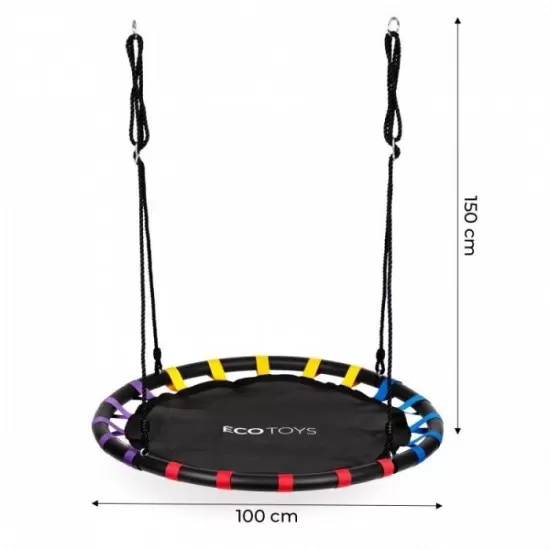 Leagan pentru copii rotund, tip cuib de barza, suspendat, 100 cm, Ecotoys MIR6300-1 - Negru Leagan pentru copii rotund, tip cuib de barza, suspendat, 100 cm, Ecotoys MIR6300-1 - Negru