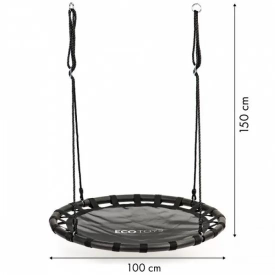 Leagan pentru copii rotund, tip cuib de barza, suspendat, 100 cm, Ecotoys MIR6300 - Negru Leagan pentru copii rotund, tip cuib de barza, suspendat, 100 cm, Ecotoys MIR6300 - Negru