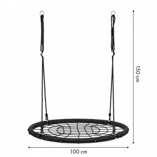 Leagan pentru copii rotund tip cuib de barza suspendat 100 cm Ecotoys MIR8015 - Negru Leagan pentru copii rotund tip cuib de barza suspendat 100 cm Ecotoys MIR8015 - Negru