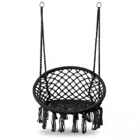 Leagan suspendat pentru interior/exterior, cu spatar, cuib de barza, negru, GW-076