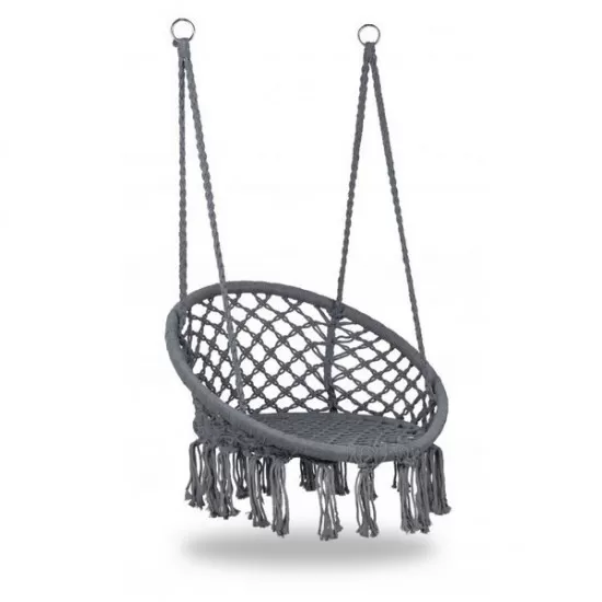 Leagan suspendat pentru interior/exterior, cu spatar, cuib de barza, gri, GW-076 Leagan suspendat pentru interior/exterior, cu spatar, cuib de barza, gri, GW-076