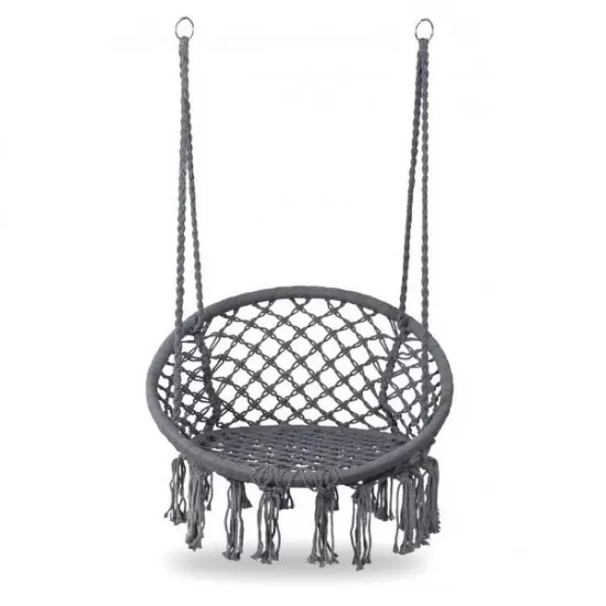 Leagan suspendat pentru interior/exterior, cu spatar, cuib de barza, gri, GW-076 Leagan suspendat pentru interior/exterior, cu spatar, cuib de barza, gri, GW-076