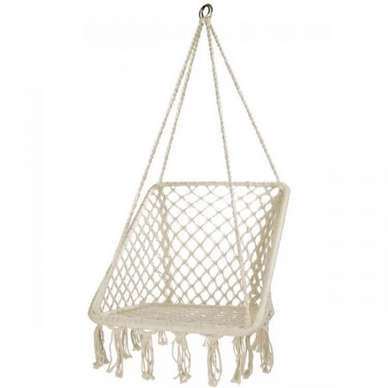 Leagan suspendat pentru interior/exterior, cu spatar, cuib de barza, alb, GW911 Leagan suspendat pentru interior/exterior, cu spatar, cuib de barza, alb, GW911