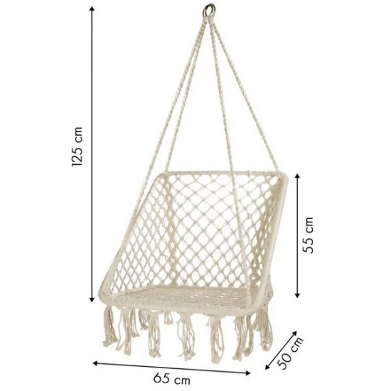 Leagan suspendat pentru interior/exterior, cu spatar, cuib de barza, alb, GW911 Leagan suspendat pentru interior/exterior, cu spatar, cuib de barza, alb, GW911