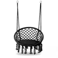 Leagan suspendat pentru interior/exterior, cu spatar si perna, cuib de barza, negru, GW-076B