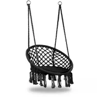 Leagan suspendat pentru interior/exterior, cu spatar si perna, cuib de barza, negru, GW-076B
