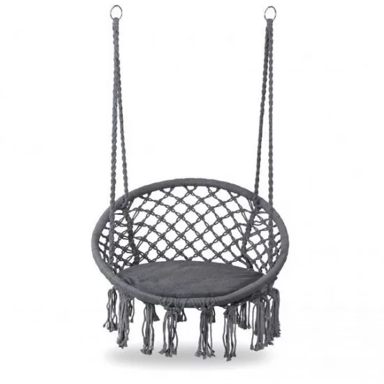 Leagan suspendat pentru interior/exterior, cu spatar si perna, cuib de barza, gri, GW-076G Leagan suspendat pentru interior/exterior, cu spatar si perna, cuib de barza, gri, GW-076G