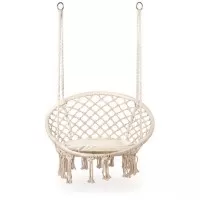 Leagan suspendat pentru interior/exterior cu spatar si perna cuib de barza alb GW-076W