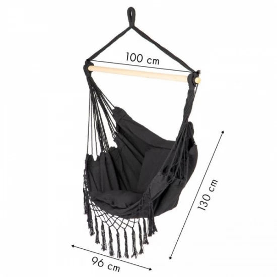 Leagan suspendat pentru interior/exterior, cu spatar si 2 perne, cuib de barza, Gri, GW-918 Leagan suspendat pentru interior/exterior, cu spatar si 2 perne, cuib de barza, Gri, GW-918
