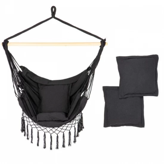 Leagan suspendat pentru interior/exterior, cu spatar si 2 perne, cuib de barza, Gri, GW-918 Leagan suspendat pentru interior/exterior, cu spatar si 2 perne, cuib de barza, Gri, GW-918