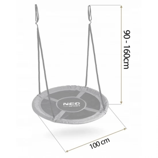 Leagan tip cuib pentru copii XXL, 100 cm, 150 kg, Neo-Sport 110301, Gri