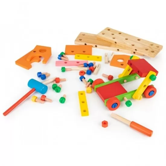 Masinuta cu blocuri din lemn 58 piese Ecotoys Masinuta cu blocuri din lemn 58 piese Ecotoys