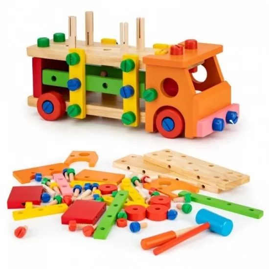 Masinuta cu blocuri din lemn 58 piese Ecotoys Masinuta cu blocuri din lemn 58 piese Ecotoys