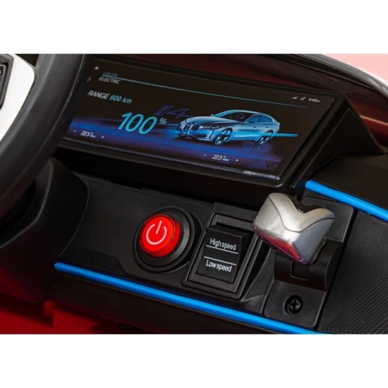 Masinuta electrica cu telecomanda BMW I4, roti EVA, scaun tapitat, 116x79x45 cm, putere 50W - Rosu Masinuta electrica cu telecomanda BMW I4, roti EVA, scaun tapitat, 116x79x45 cm, putere 50W - Rosu