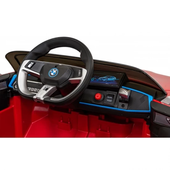Masinuta electrica cu telecomanda BMW I4, roti EVA, scaun tapitat, 116x79x45 cm, putere 50W - Rosu Masinuta electrica cu telecomanda BMW I4, roti EVA, scaun tapitat, 116x79x45 cm, putere 50W - Rosu