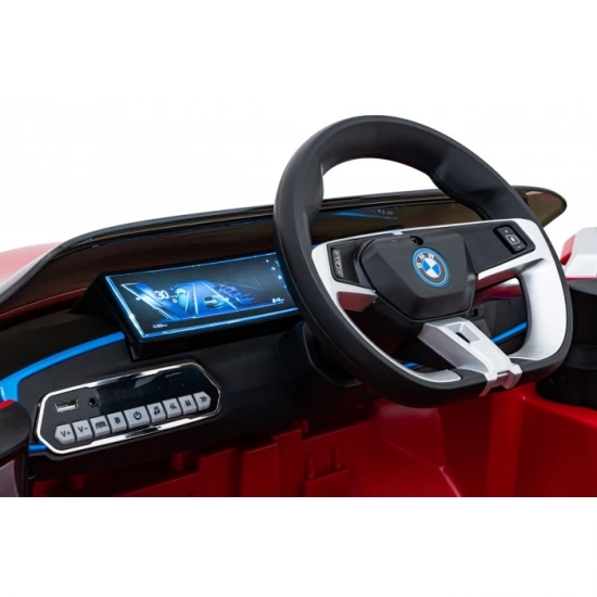 Masinuta electrica cu telecomanda BMW I4, roti EVA, scaun tapitat, 116x79x45 cm, putere 50W - Rosu Masinuta electrica cu telecomanda BMW I4, roti EVA, scaun tapitat, 116x79x45 cm, putere 50W - Rosu