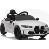 Masinuta electrica cu telecomanda BMW M4, 110x70x50 cm, varsta 1-5 ani, roti EVA, scaun din piele ECO, putere 90W - Alb