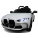 Masinuta electrica cu telecomanda BMW M4, 110x70x50 cm, varsta 1-5 ani, roti EVA, scaun din piele ECO, putere 90W - Alb