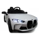 Masinuta electrica cu telecomanda BMW M4, 110x70x50 cm, varsta 1-5 ani, roti EVA, scaun din piele ECO, putere 90W - Alb