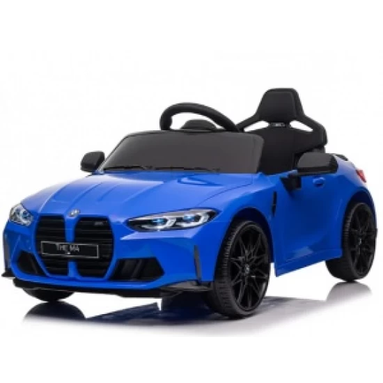 Masinuta electrica cu telecomanda BMW M4, 110x70x50 cm, varsta 1-5 ani, roti EVA, scaun din piele ECO, putere 90W - Albastru