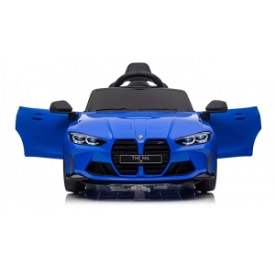 Masinuta electrica cu telecomanda BMW M4, 110x70x50 cm, varsta 1-5 ani, roti EVA, scaun din piele ECO, putere 90W - Albastru
