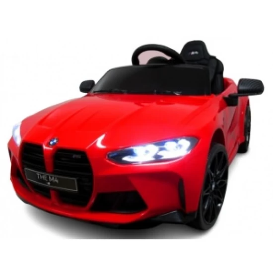 Masinuta electrica cu telecomanda BMW M4, 110x70x50 cm, varsta 1-5 ani, roti EVA, scaun din piele ECO, putere 90W - Rosu