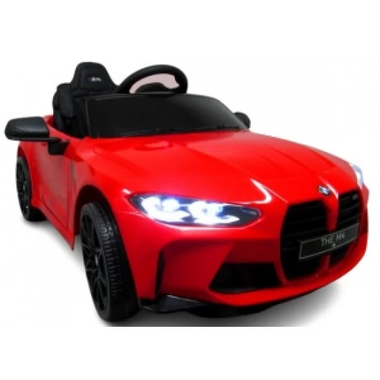 Masinuta electrica cu telecomanda BMW M4, 110x70x50 cm, varsta 1-5 ani, roti EVA, scaun din piele ECO, putere 90W - Rosu