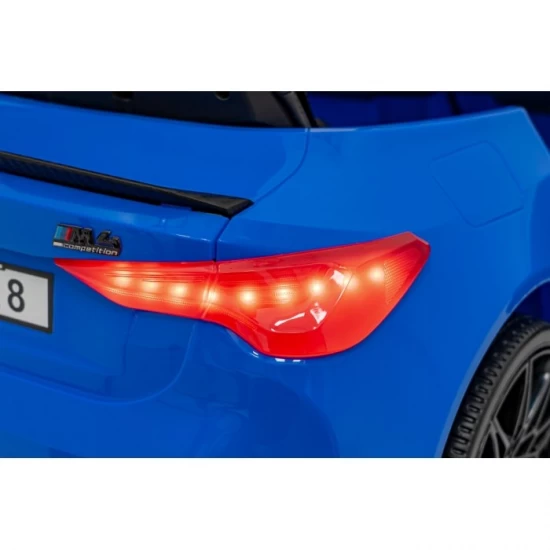 Masinuta electrica cu telecomanda BMW M4, roti EVA, scaun tapitat, 112x71x46 cm, putere 70W - Albastru Masinuta electrica cu telecomanda BMW M4, roti EVA, scaun tapitat, 112x71x46 cm, putere 70W - Albastru