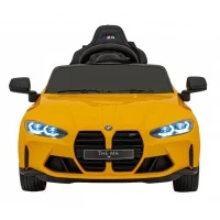 Masinuta electrica cu telecomanda BMW M4, roti EVA, scaun tapitat, 112x71x46 cm, putere 70W - Galben