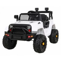 Masinuta electrica cu telecomanda Jeep Dark Night, roti EVA, scaun tapitat, 100x67x59 cm, putere 70W - Alb