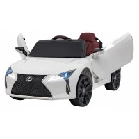 Masinuta electrica cu telecomanda Lexus LC500, roti EVA, scaun tapitat, 108x60x43 cm, putere 70W - Alb