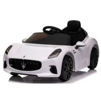 Masinuta electrica cu telecomanda Maserati GranTurismo, 99x59.5x44 cm, varsta 1-4 ani, roti EVA, scaun din piele ECO, putere 90W - Alb