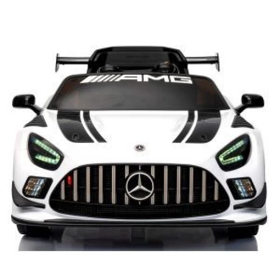 Masinuta electrica cu telecomanda Mercedes GT3 EVO, 114x69x45 cm, varsta 1-5 ani, roti EVA, scaun din piele ECO, putere 90W - Alb