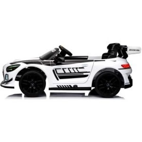 Masinuta electrica cu telecomanda Mercedes GT3 EVO, 114x69x45 cm, varsta 1-5 ani, roti EVA, scaun din piele ECO, putere 90W - Alb