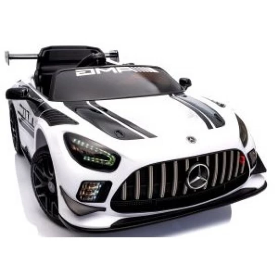 Masinuta electrica cu telecomanda Mercedes GT3 EVO, 114x69x45 cm, varsta 1-5 ani, roti EVA, scaun din piele ECO, putere 90W - Alb