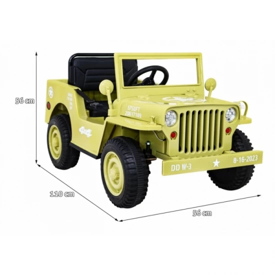 Masinuta electrica cu telecomanda Military Retro 4 X 4, roti EVA, scaun tapitat, 110x56x56 cm, putere 140W - Bej Masinuta electrica cu telecomanda Military Retro 4 X 4, roti EVA, scaun tapitat, 110x56x56 cm, putere 140W - Bej