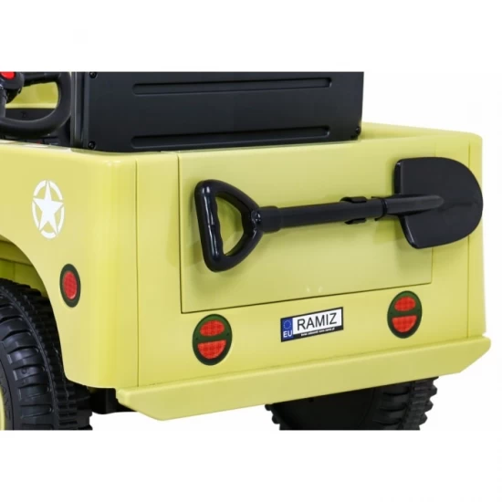 Masinuta electrica cu telecomanda Military Retro 4 X 4, roti EVA, scaun tapitat, 110x56x56 cm, putere 140W - Bej Masinuta electrica cu telecomanda Military Retro 4 X 4, roti EVA, scaun tapitat, 110x56x56 cm, putere 140W - Bej