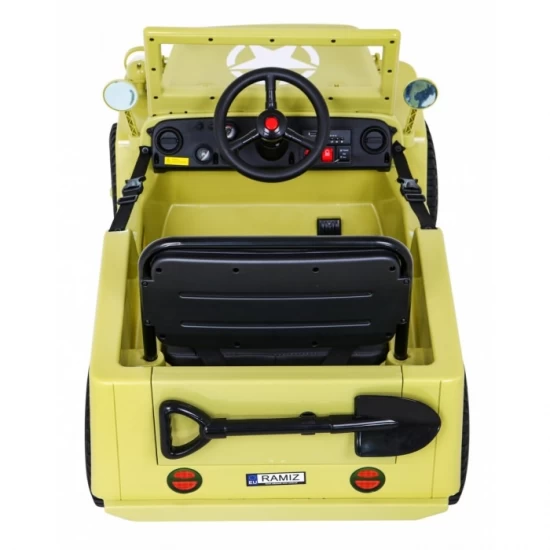 Masinuta electrica cu telecomanda Military Retro 4 X 4, roti EVA, scaun tapitat, 110x56x56 cm, putere 140W - Bej Masinuta electrica cu telecomanda Military Retro 4 X 4, roti EVA, scaun tapitat, 110x56x56 cm, putere 140W - Bej