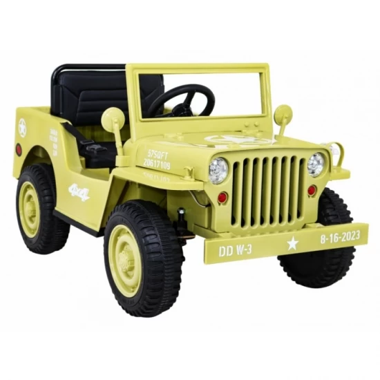 Masinuta electrica cu telecomanda Military Retro 4 X 4, roti EVA, scaun tapitat, 110x56x56 cm, putere 140W - Bej Masinuta electrica cu telecomanda Military Retro 4 X 4, roti EVA, scaun tapitat, 110x56x56 cm, putere 140W - Bej