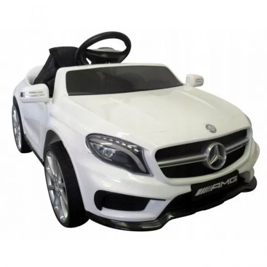 Masinuta electrica cu telecomanda, roti EVA, scaun piele Mercedes GLA45 - Alb Masinuta electrica cu telecomanda, roti EVA, scaun piele Mercedes GLA45 - Alb