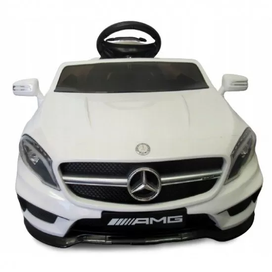 Masinuta electrica cu telecomanda, roti EVA, scaun piele Mercedes GLA45 - Alb Masinuta electrica cu telecomanda, roti EVA, scaun piele Mercedes GLA45 - Alb