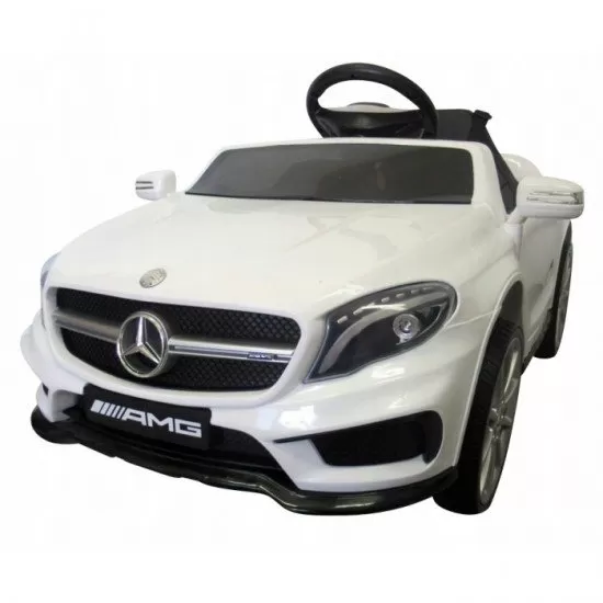 Masinuta electrica cu telecomanda, roti EVA, scaun piele Mercedes GLA45 - Alb Masinuta electrica cu telecomanda, roti EVA, scaun piele Mercedes GLA45 - Alb