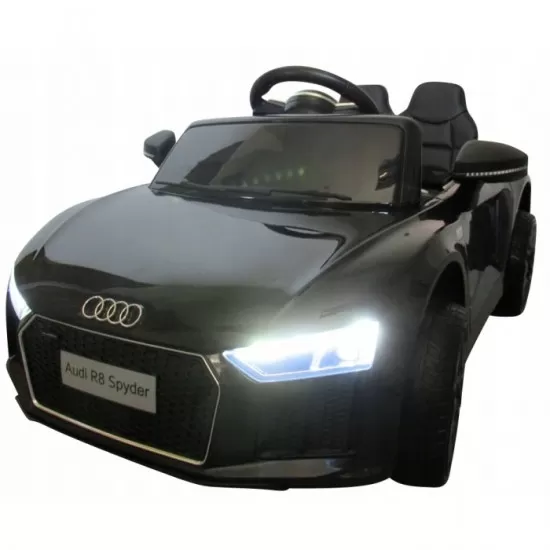 Masinuta electrica cu telecomanda, roti EVA, scaun piele Audi R8 R-Sport - Negru Masinuta electrica cu telecomanda, roti EVA, scaun piele Audi R8 R-Sport - Negru